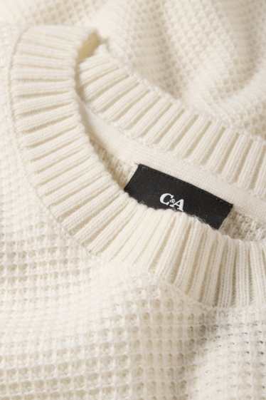 Pánské - Svetr - strukturovaný - krémově bílá