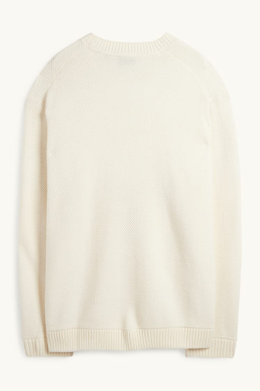 Pánské - Svetr - strukturovaný - krémově bílá