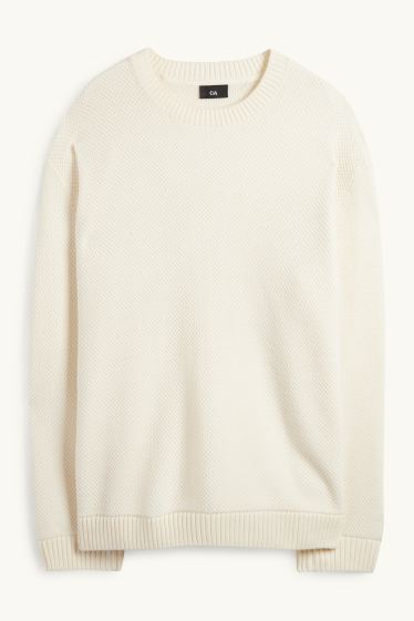 Pánské - Svetr - strukturovaný - krémově bílá