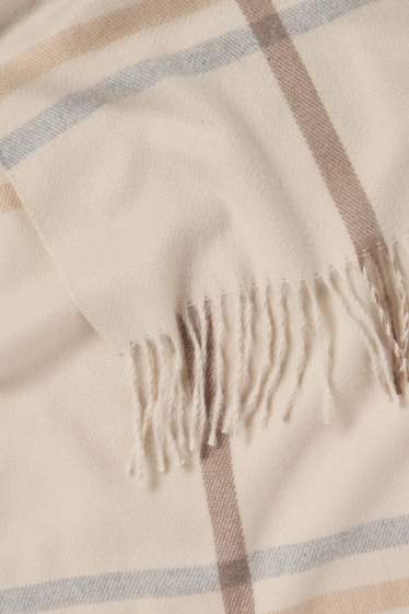 Femei - Șal - în carouri - bej deschis