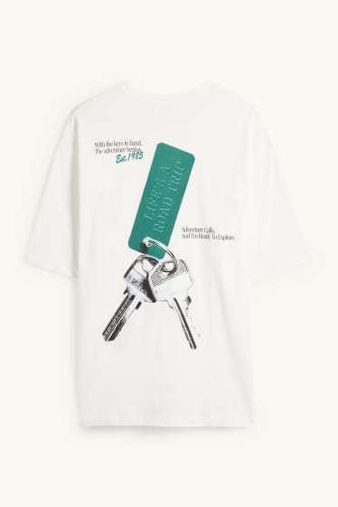 Heren - T-shirt - oversized - wit