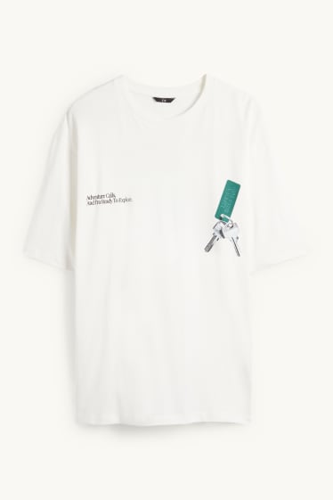 Heren - T-shirt - oversized - wit