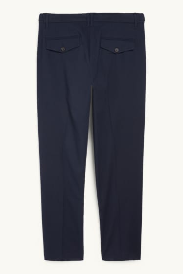 Hommes - Chino en flanelle - tapered fit - bleu foncé