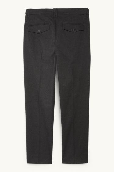 Hommes - Chino en flanelle - tapered fit - gris foncé