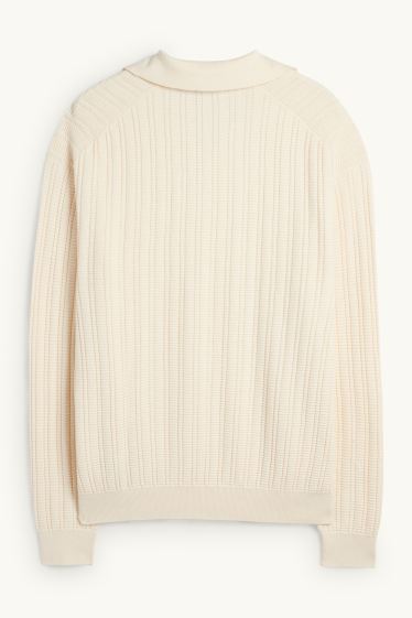 Hommes - Pull - finition texturée - crème