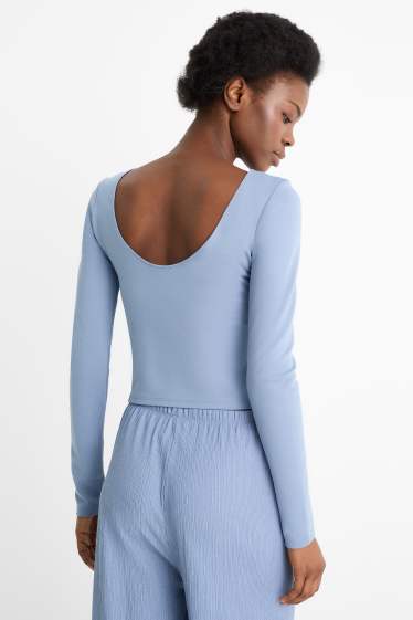 Dames - Korte longsleeve - blauw