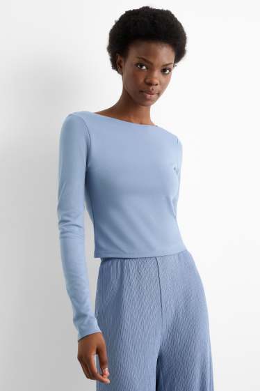 Dames - Korte longsleeve - blauw