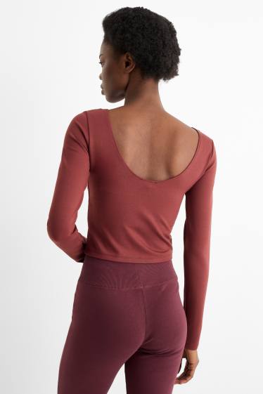 Dames - Korte longsleeve - bordeaux