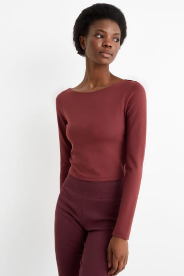 Dames - Korte longsleeve - bordeaux