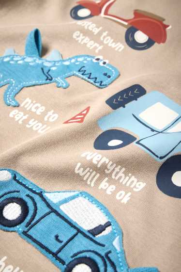 Enfants garçons - Dino, lion et véhicules - haut à manches longues - beige