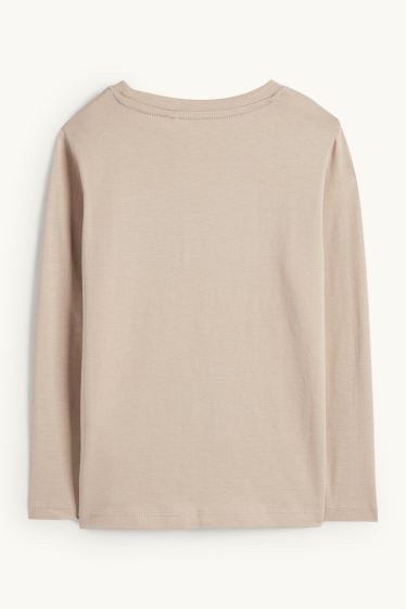 Enfants garçons - Dino, lion et véhicules - haut à manches longues - beige