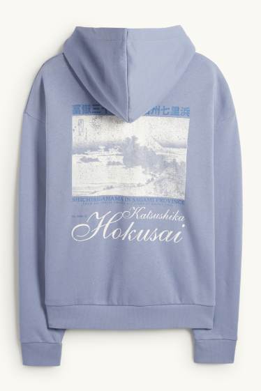 Men - Hoodie - Katsushika Hokusai - light blue