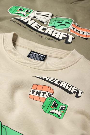 Bambini - Confezione da 2 - Minecraft - felpa con cappuccio e felpa girocollo - kaki