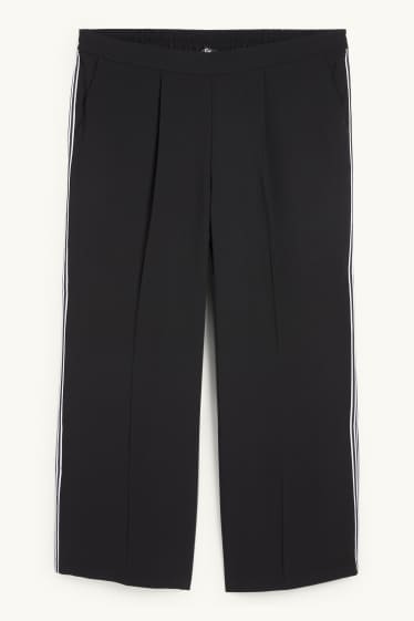 Femei - Pantaloni de stofă - talie medie - wide leg - negru
