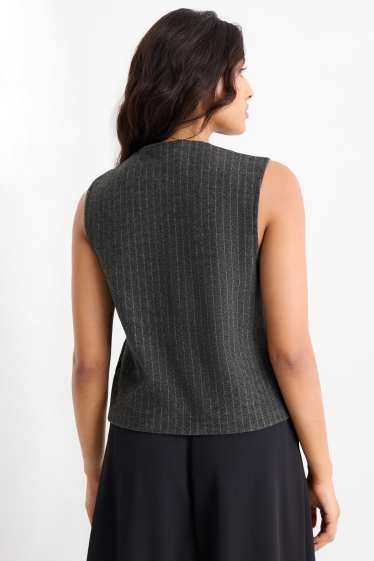 Dames - Gilet - regular fit - krijtstrepen - donkergrijs
