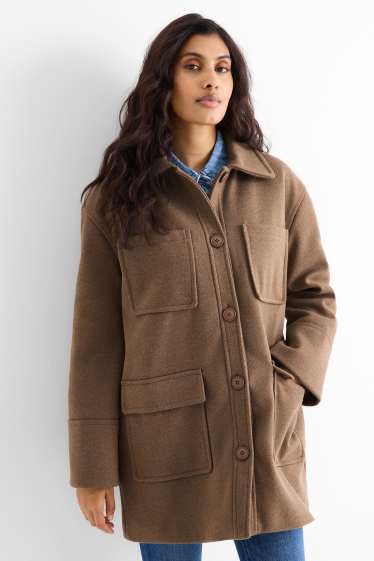 Femmes - Manteau en maille - marron