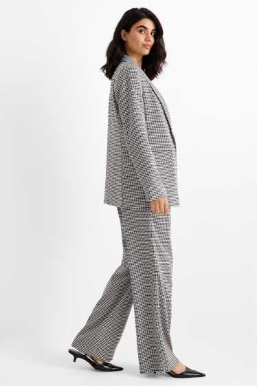 Femmes - Pantalon de bureau - high waist - loose fit - à carreaux - noir / blanc