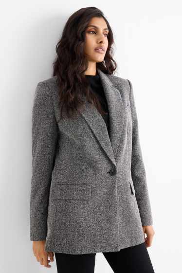 Femmes - Blazer long - regular fit - gris foncé