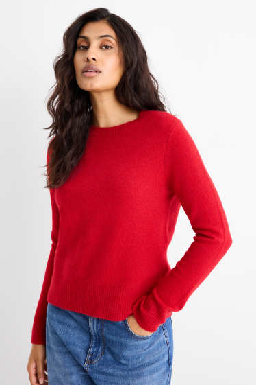 Damen - Feinstrick-Pullover - rot