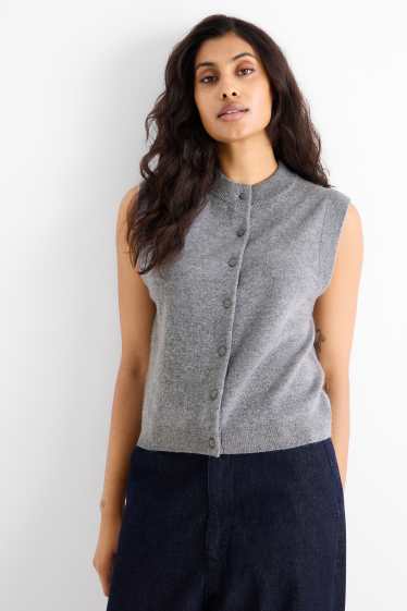 Damen - Kaschmir-Weste - grau