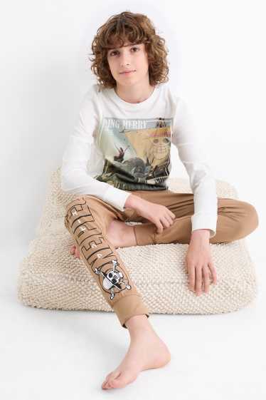 Enfants garçons - One Piece - pyjama - 2 pièces - blanc / beige