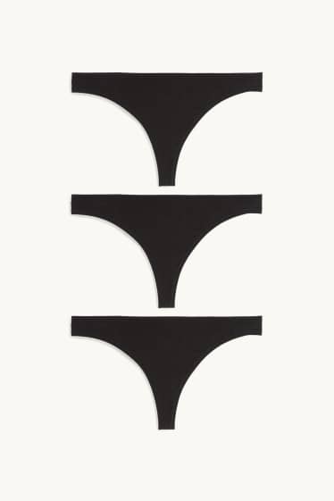 Damen - Multipack 3er - String - schwarz