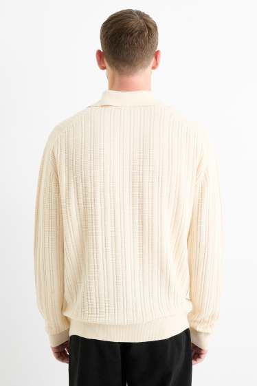 Hommes - Pull - finition texturée - crème