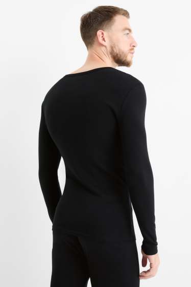 Hommes - Lot de 2 - maillots de corps - fines côtes - noir