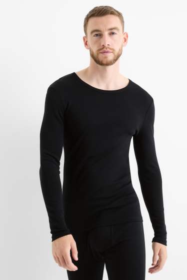 Hommes - Lot de 2 - maillots de corps - fines côtes - noir