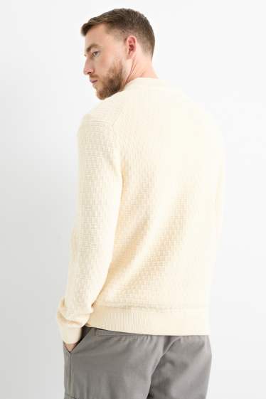 Herren - Strickjacke - strukturiert - cremeweiß