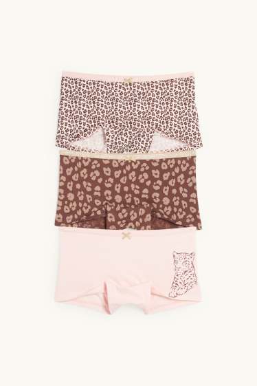 Kinder Mädchen - Multipack 3er - Leopard - Boxershorts - dunkelbraun