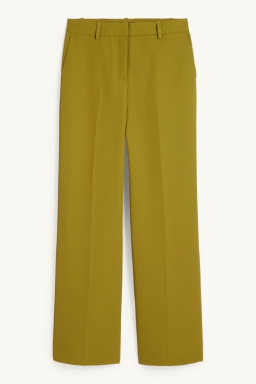 Femmes - Pantalon de bureau - mid waist - wide leg - jaune moutarde