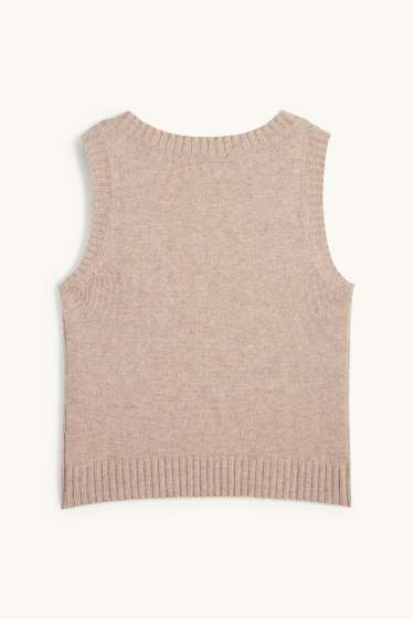 Dames - Spencer, deels van kasjmier - wolmix - beige