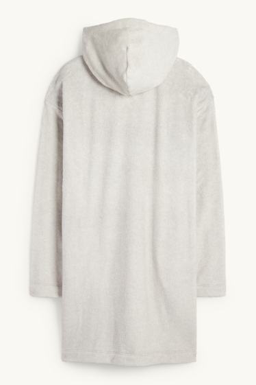 Damen - Fleece-Nachthemd mit Kapuze - Lilo & Stitch - hellgrau