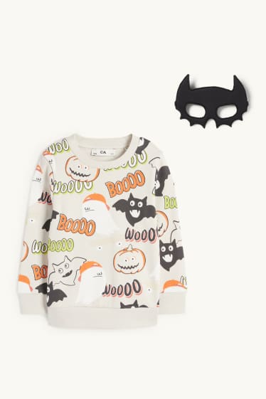 Copii - Băieți - Set - halloween - liliac - bluză de molton și mască - gri deschis