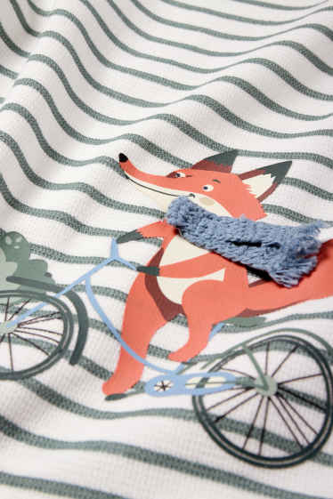 Kinderen: jongens - Vos - longsleeve - gestreept - met structuur - crème wit