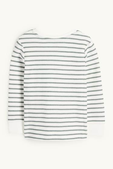 Kinderen: jongens - Vos - longsleeve - gestreept - met structuur - crème wit