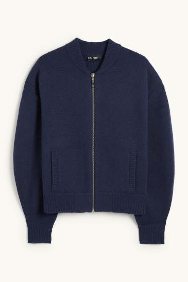 Mujer - Cárdigan con mezcla de cachemir - mezcla de lana - azul oscuro