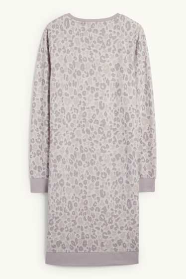 Donna - Camicia da notte - stampa leopardata - grigio chiaro