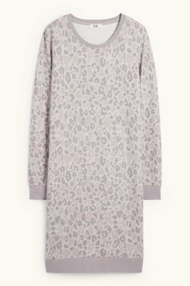 Donna - Camicia da notte - stampa leopardata - grigio chiaro