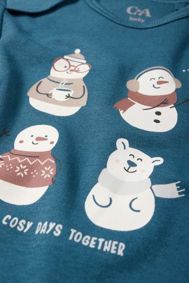 Baby: jongens - Sneeuwpop - rompertje voor de kerst - petrol