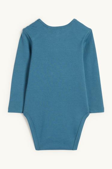 Baby: jongens - Sneeuwpop - rompertje voor de kerst - petrol