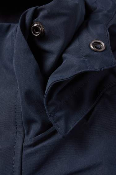 Uomo - Parka antipioggia con cappuccio - imbottito - impermeabile - blu scuro