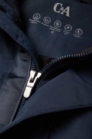 Uomo - Parka antipioggia con cappuccio - imbottito - impermeabile - blu scuro