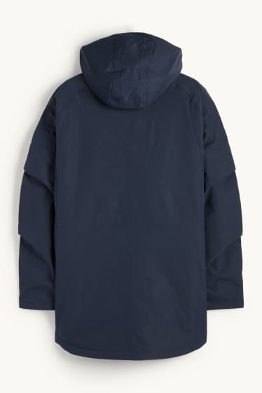 Uomo - Parka antipioggia con cappuccio - imbottito - impermeabile - blu scuro