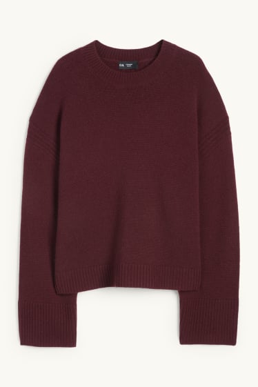 Dona - Jersei amb caixmir - barreja de llana - vermell fosc