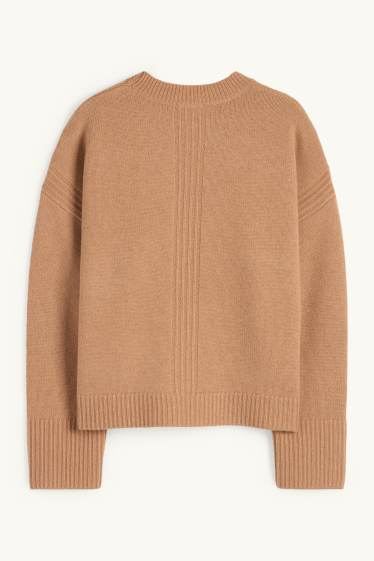 Femmes - Pull en cachemire mélangé - laine mélangée - marron clair