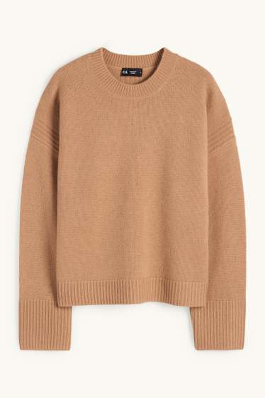 Femmes - Pull en cachemire mélangé - laine mélangée - marron clair