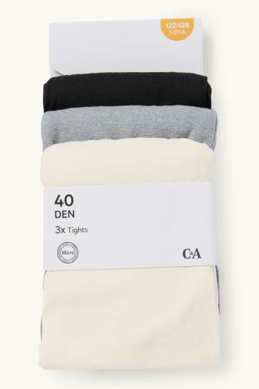Enfants filles - Lot de 3 - collants fins - 40 DEN - blanc crème