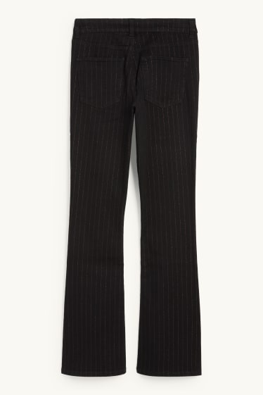 Femmes - Bootcut jean - mid waist - fines rayures - jean gris foncé